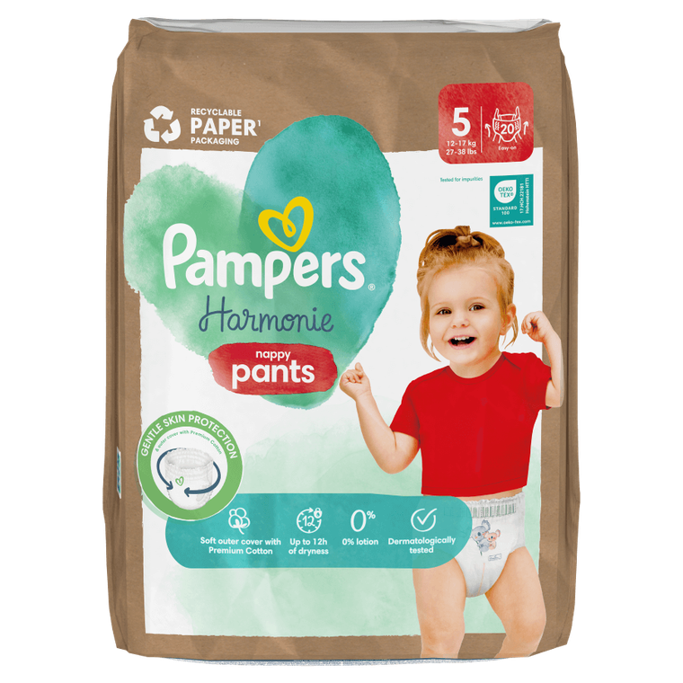 Pampers, Harmonie Baby, pieluchomajtki, rozmiar 5, 12-17 kg, 20 szt.