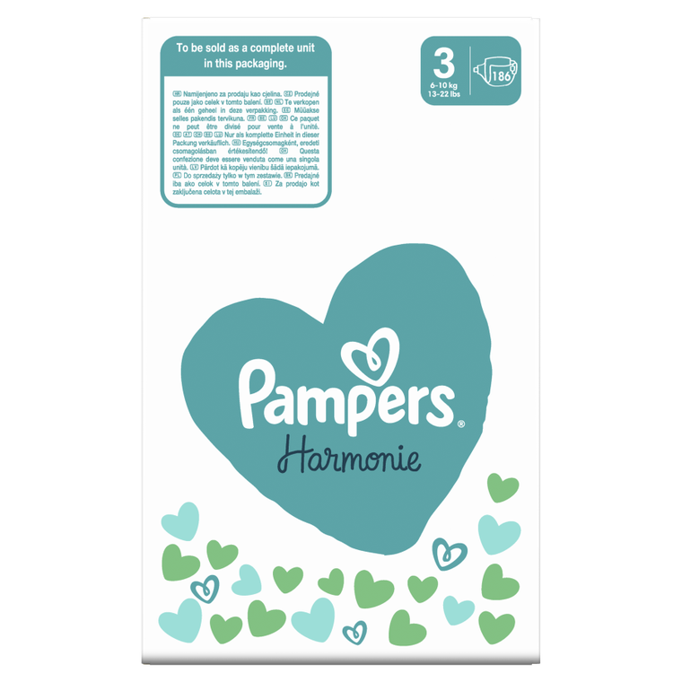 Pampers, Harmonie Baby, pieluchy jednorazowe, rozmiar 3, 6-10 kg, 186 szt.