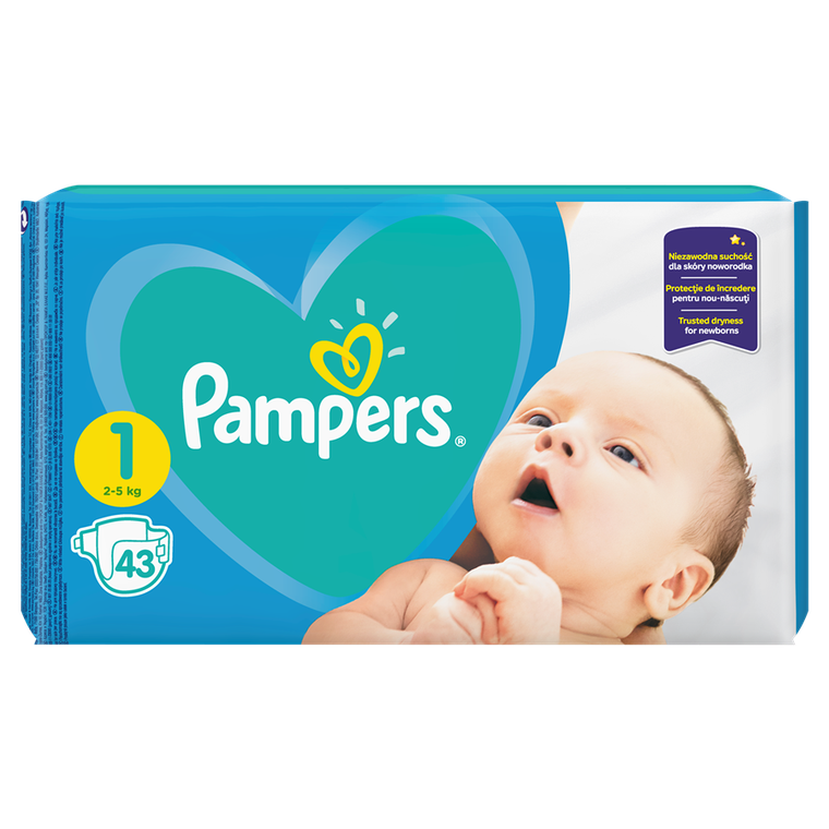 Pampers, New Baby, pieluchy jednorazowe, rozmiar 1, Newborn, 43 szt.