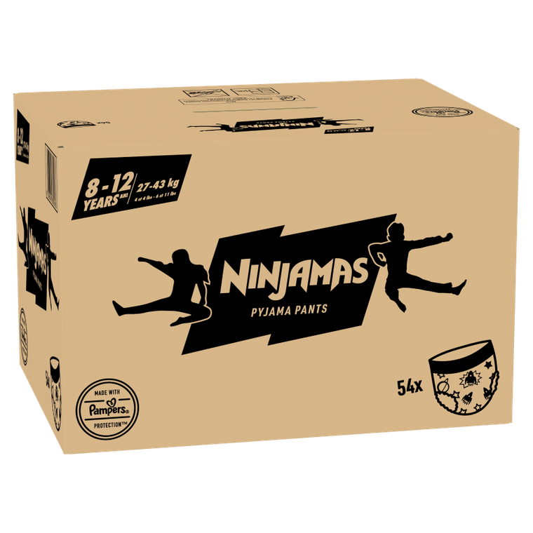 Pampers, Ninjamas, chłonna bielizna na noc, rozmiar 8-12 lat, 27-43 kg, 54 szt.