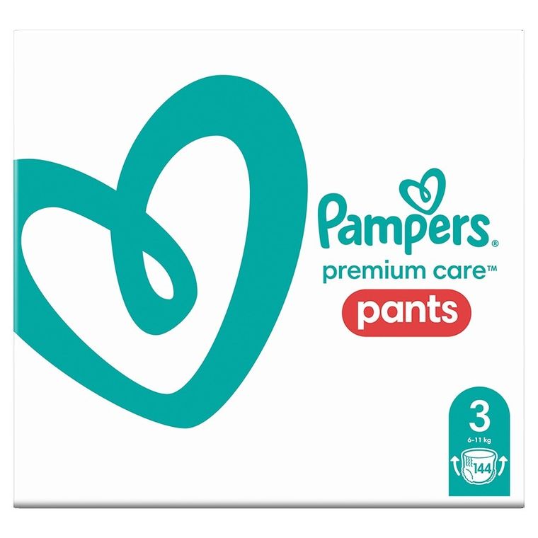 Pampers, Premium Care, pieluchomajtki, rozmiar 3, 6-11 kg, 144 szt.