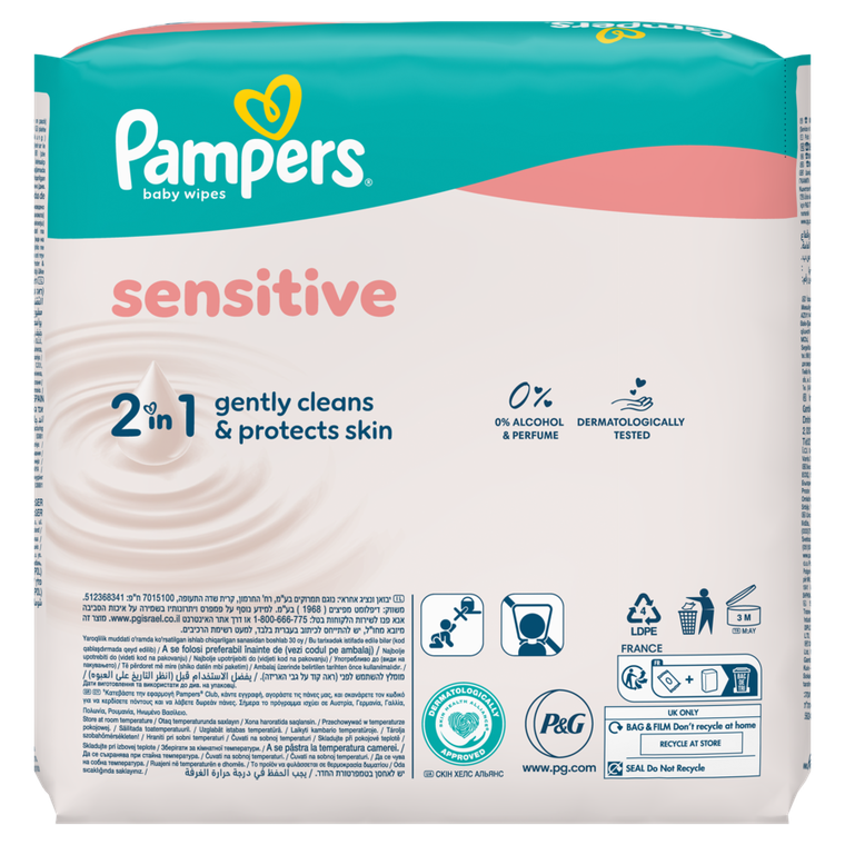Pampers, Sensitive, chusteczki nawilżane dla dzieci, 3-80 szt.