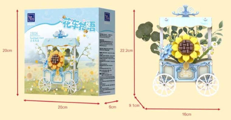 Pantasy, wózek kwiatowy ze słonecznikiem, klocki konstrukcyjne, 265 elementów