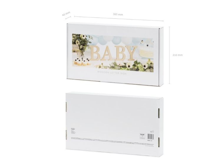 PartyDeco, BABY, drewniany napis, literki