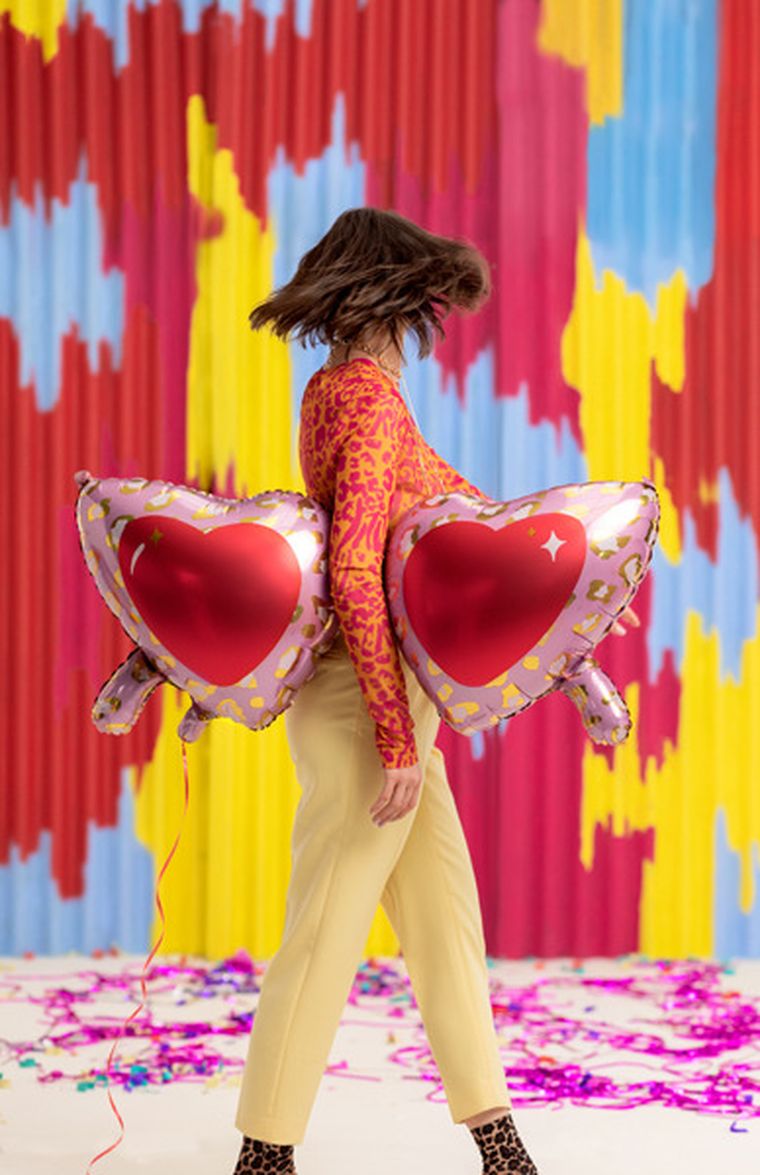 PartyDeco, balon foliowy okulary serca, 115,5-52 cm, mix, 1 szt.