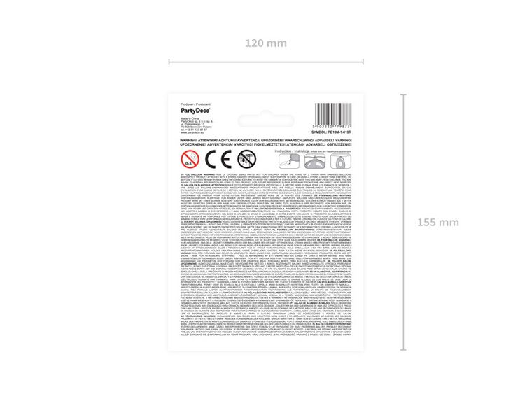 PartyDeco, balon foliowy, w kształcie cyfry 1, różowy, 35 cm