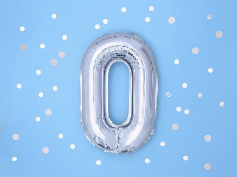 PartyDeco, balon foliowy, w kształcie litery O, srebrny, 35 cm