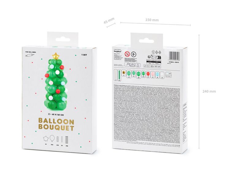 PartyDeco, bukiet balonów, Choinka, mix, 65-161 cm, 1 szt.