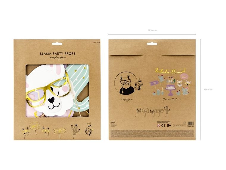 PartyDeco, gadżety do zdjęć, lama, 5 szt.