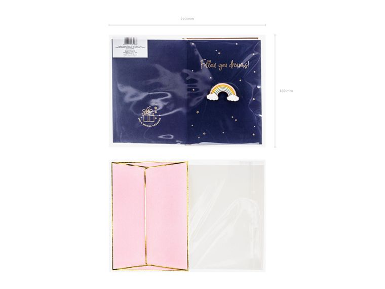 PartyDeco, kartka z pinem Tęcza, 10.5-14.8 cm, 1 szt.