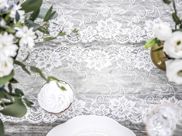 PartyDeco, koronka dekoracyjna, złamana biel, 18 cm, 9 m