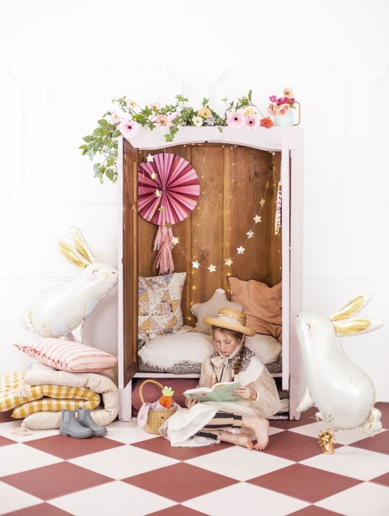 PartyDeco, Króliczek, papierowy koszyk z płótnem, 28 cm