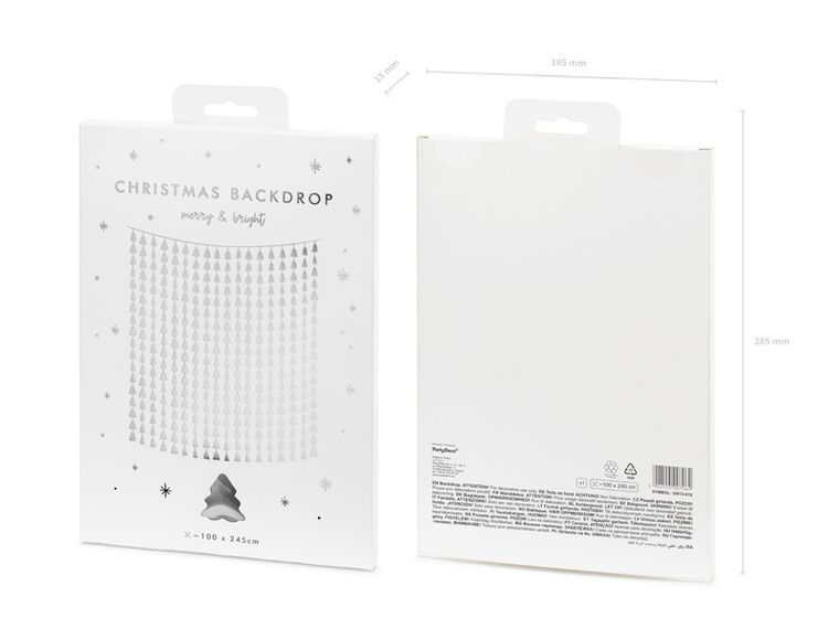 PartyDeco, kurtyna, Choinka, srebrny, 100-245 cm, 1 szt.