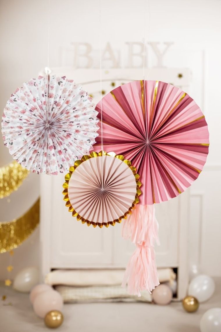 PartyDeco, Kwiaty, rozety dekoracyjne, 26-43 cm, 3 szt.