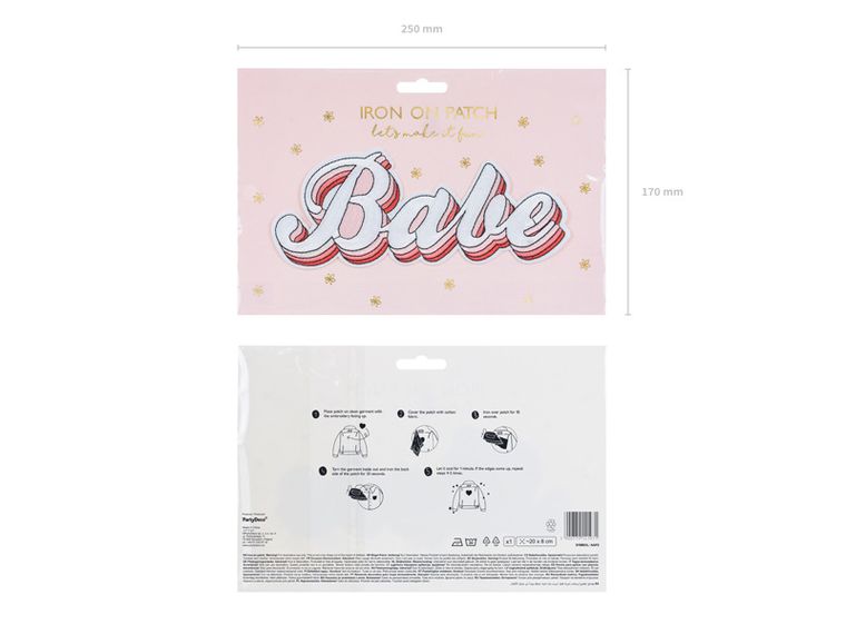 PartyDeco, naprasowanka Babe, mix, 20-8 cm, 1 szt.