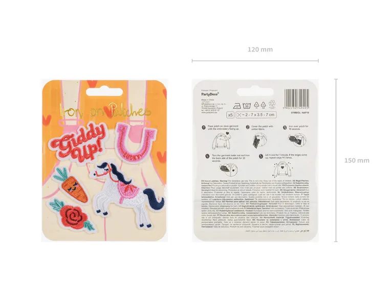 PartyDeco, naprasowanki Giddy up, mix, 2-7-3.5-7 cm, 5 szt.