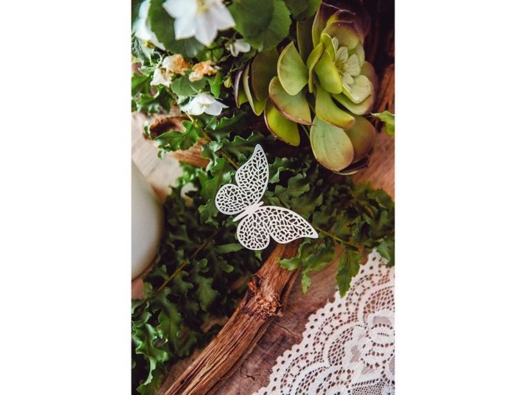 PartyDeco, papierowy motyl, białe, 6,5-4 cm, 10 szt.
