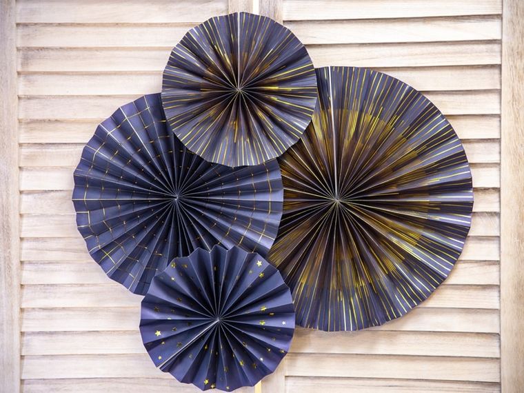 PartyDeco, rozety dekoracyjne, granatowy, 4 szt.