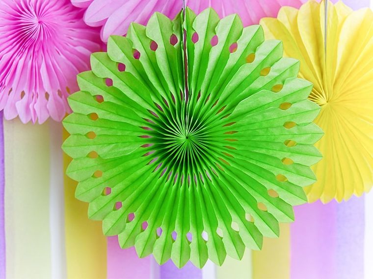 PartyDeco, rozety dekoracyjne, zielone jabłuszko, 20-30 cm, 3 szt.