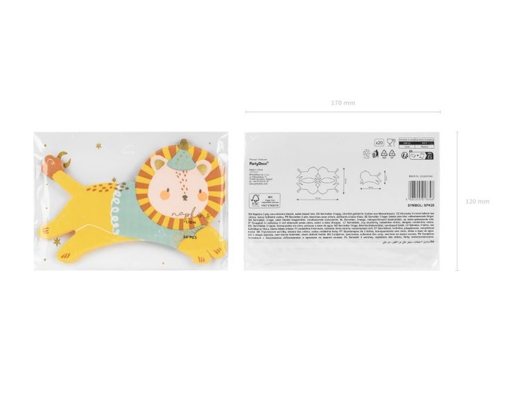 PartyDeco, serwetki, lew, 16-10 cm, 20 szt.