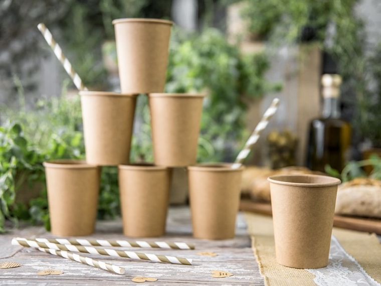 PartyDeco, słomki papierowe, paski, złote, 19,5 cm, 10 szt.