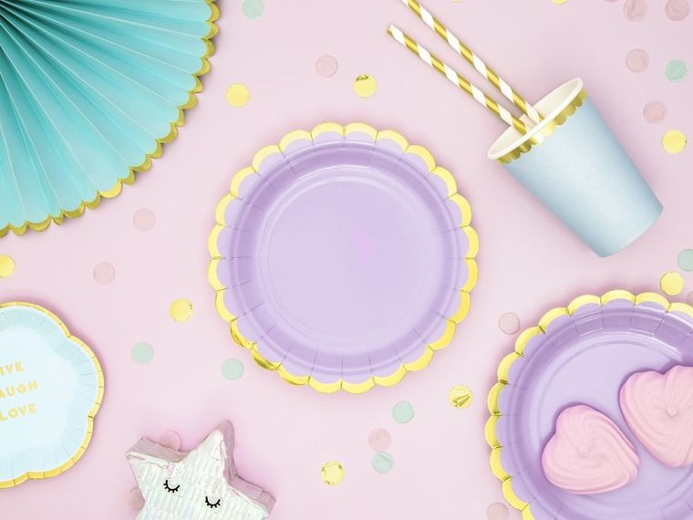 PartyDeco, słomki papierowe, paski, złote chrom, 19,5 cm, 10 szt.