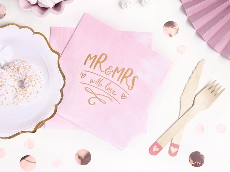 PartyDeco, sztućce drewniane, serca, różowe, 16 cm, 18 szt.