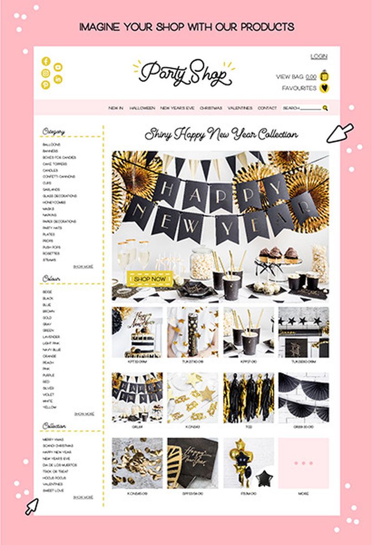 PartyDeco, tuba strzelająca gwiazdkami, złoty, 60 cm