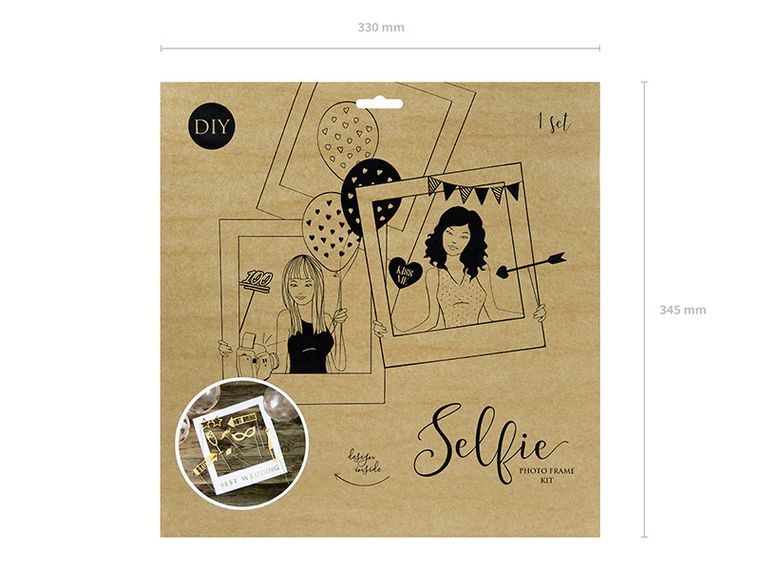 PartyDeco, zestaw z ramką selfie, Best Wedding