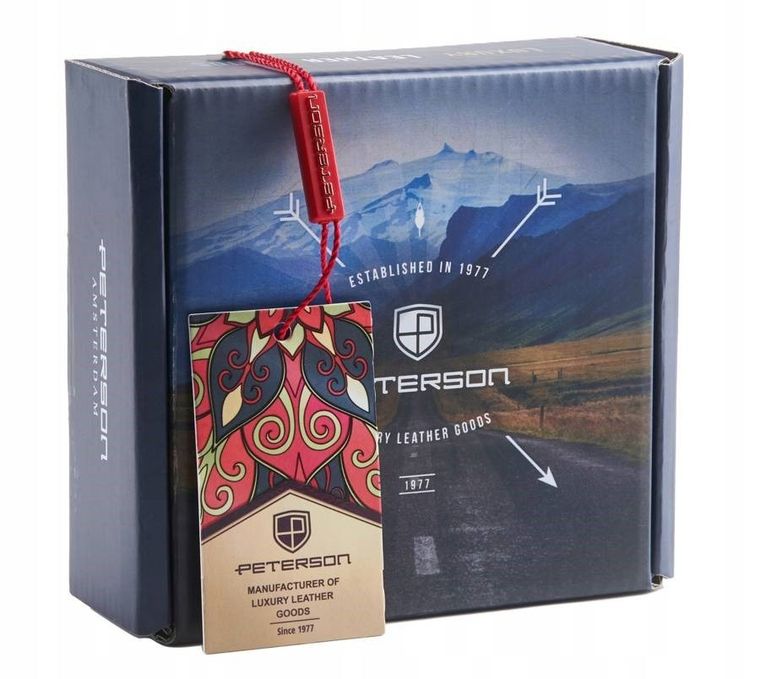 Pasek męski, czarny, skórzany, Peterson