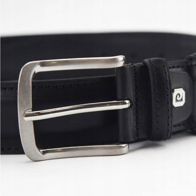 Pasek męski, czarny, skórzany, Pierre Cardin