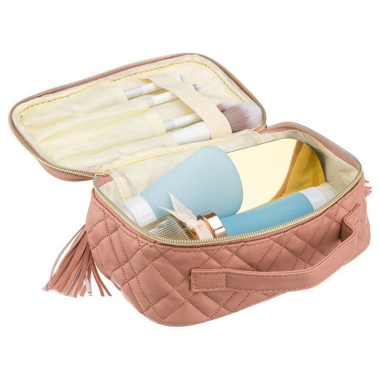 Peterson, kosmetyczka z uchwytem, tkanina syntetyczna, różowa