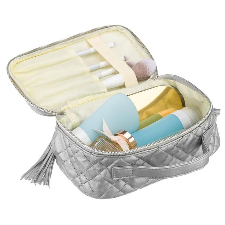 Peterson, kosmetyczka z uchwytem, tkanina syntetyczna, srebrna