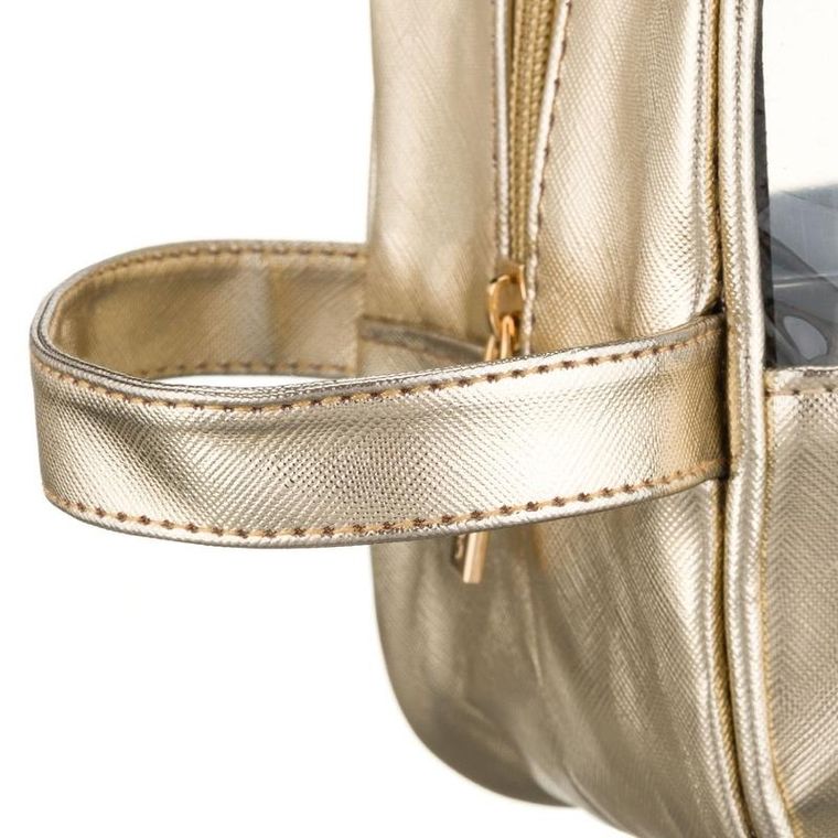 Peterson, kosmetyczka z uchwytem, z przezroczystym panelem, złota