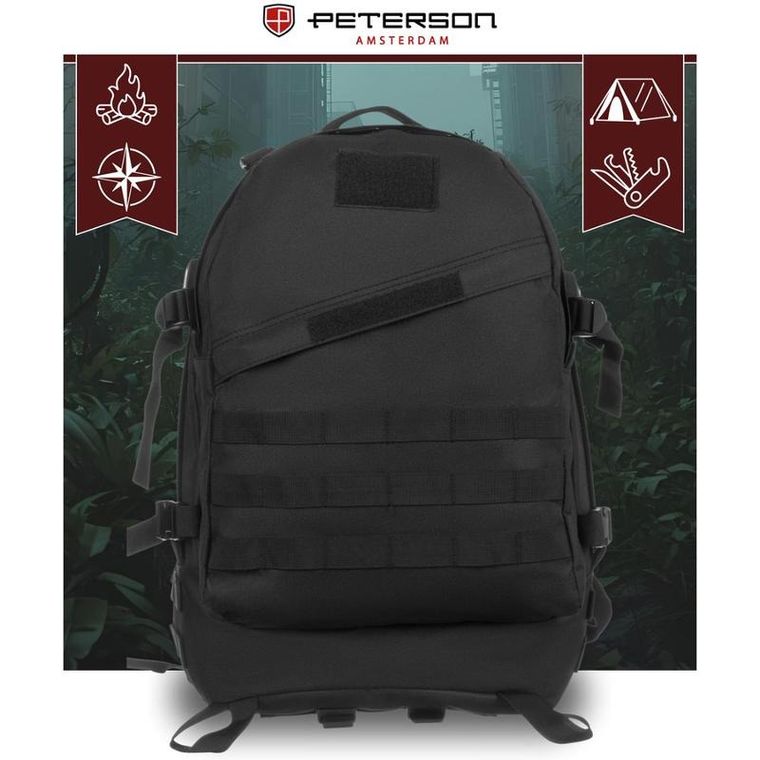 Peterson, plecak militarny, 3-komorowy, czarny