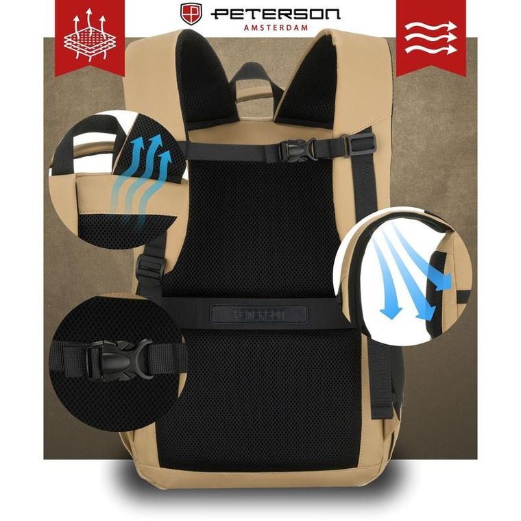 Peterson, plecak podróżny, 2-komorowy, khaki