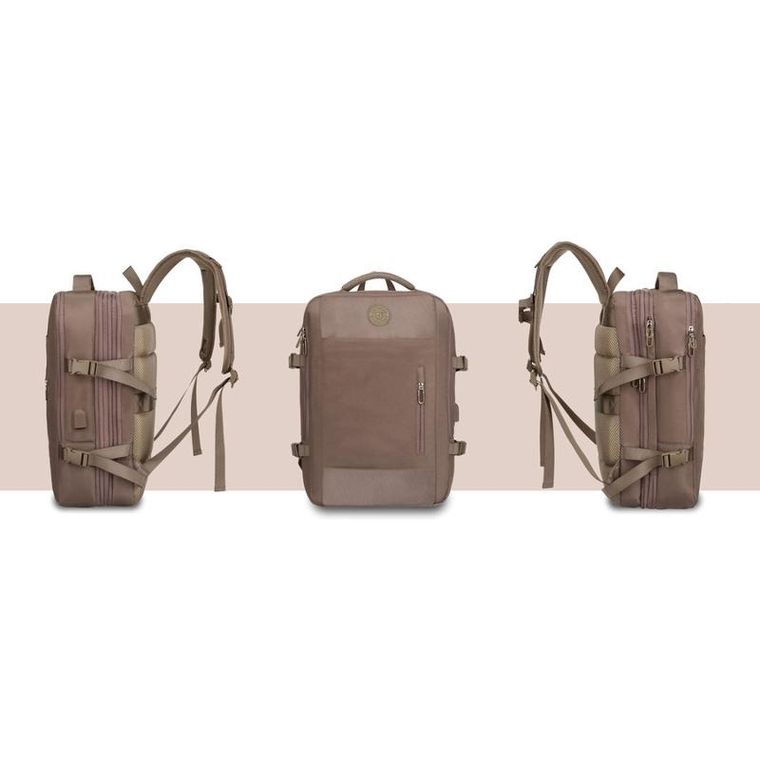 Peterson, plecak podróżny z portem USB, beżowy