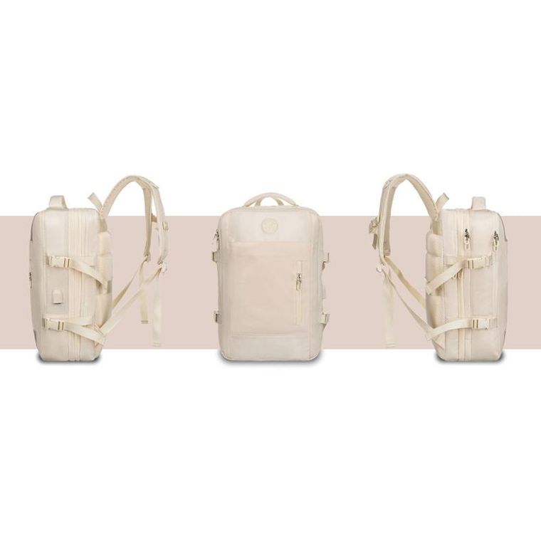 Peterson, plecak podróżny z siatkowaną przegrodą i paskami kompresyjnymi, ecru