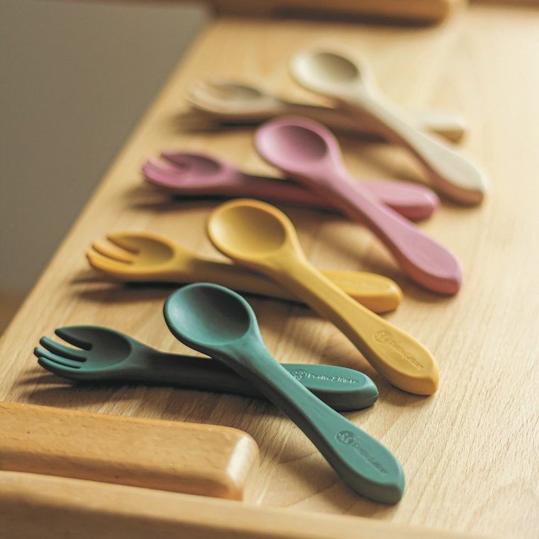 Petite&Mars, Take&Match, silikonowe sztućce, Dusty Rose, 6m+