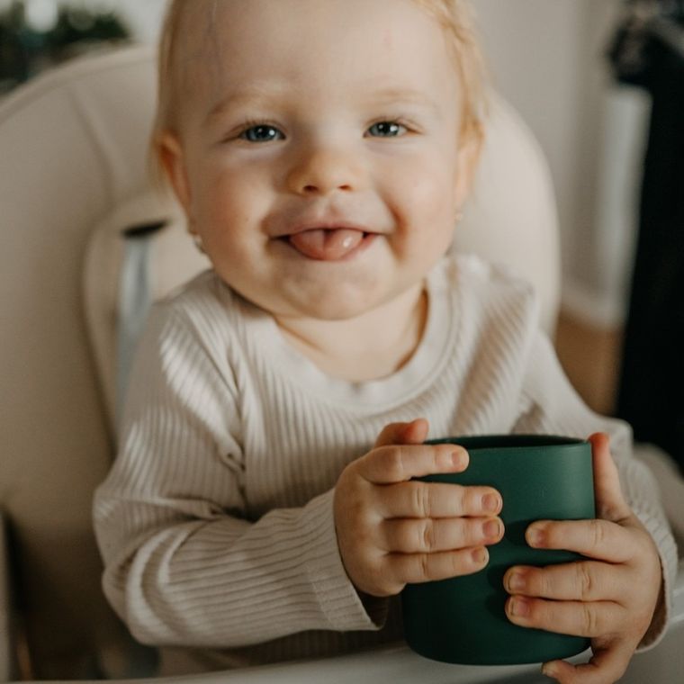 Petite&Mars, Take&Match, silikonowy kubek, Green Misty, 6m+