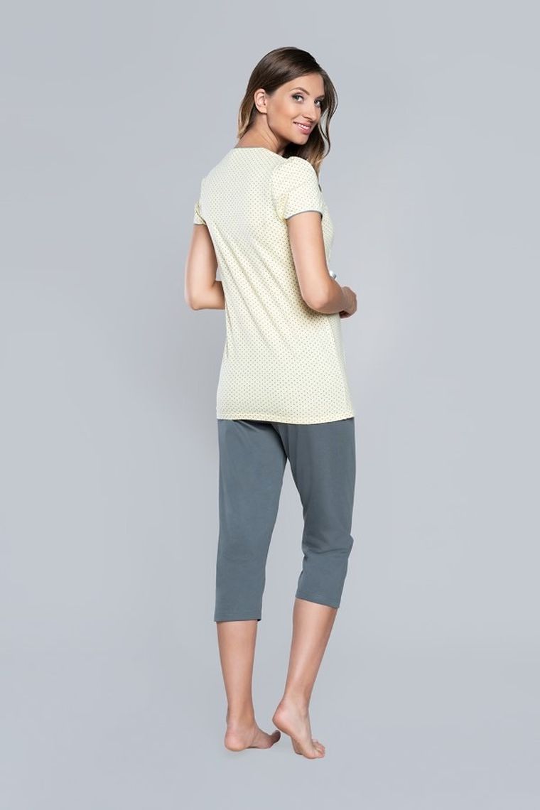 Piżama damska, ciążowa, żółto-szara, Felicita, Italian Fashion