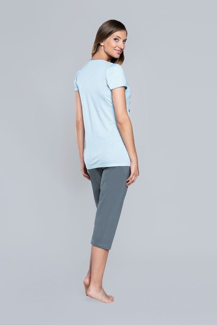 Piżama damska do karmienia, niebiesko-szara, Felicita, Italian Fashion