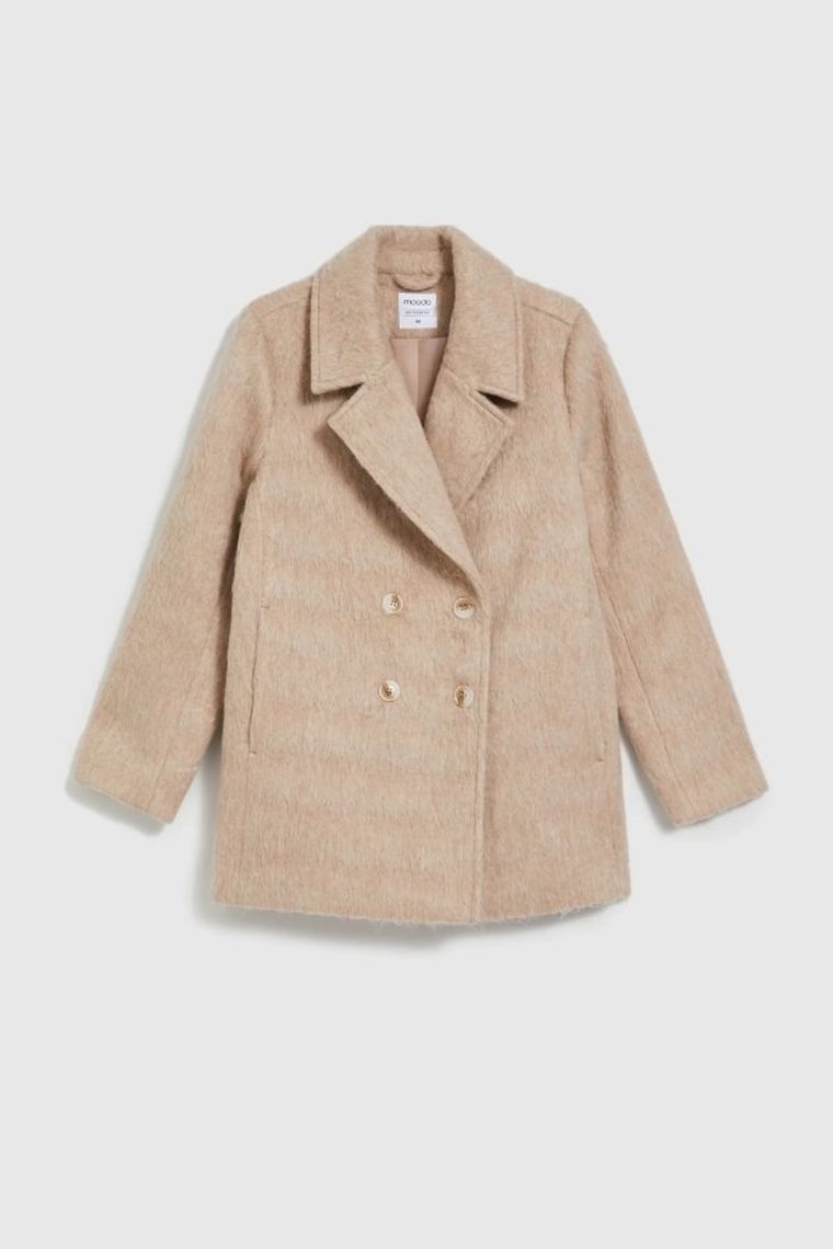 Płaszcz damski, beżowy, Moodo