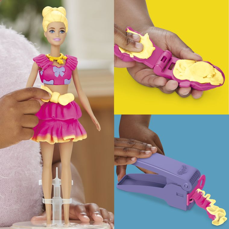 Play-Doh, Barbie Projektantka, Falbanki i kokardki, zestaw kreatywny z lalką