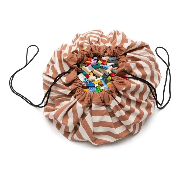 Play&Go, worek na zabawki i mata do zabawy, Stripes Brown, 140 cm