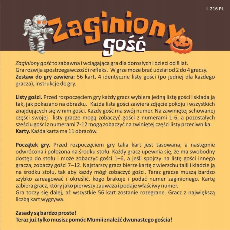 Playland, Zaginiony gość, karciana gra familijna