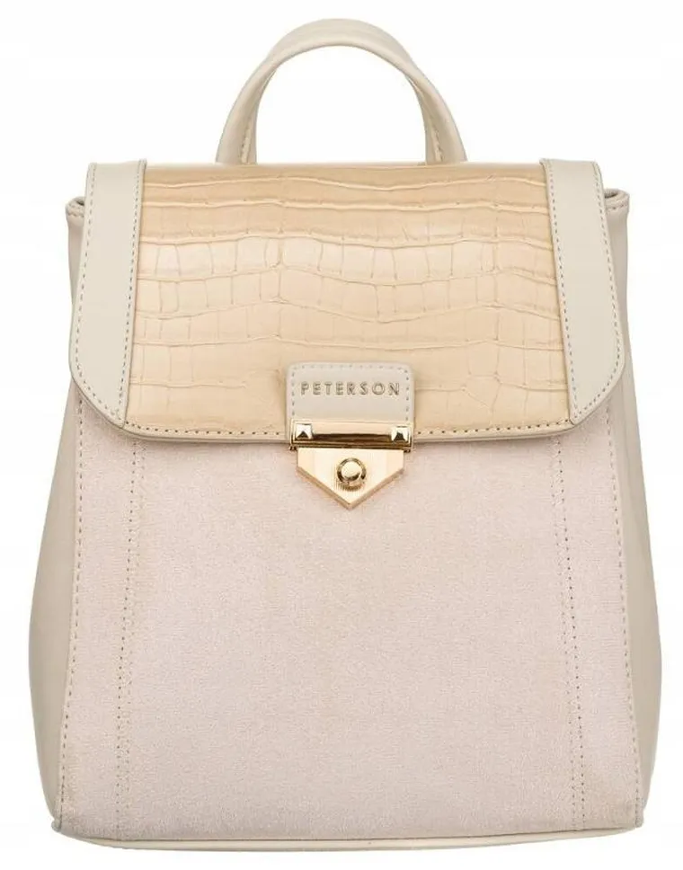 Plecak, beżowy, skóra ekologiczna, Peterson