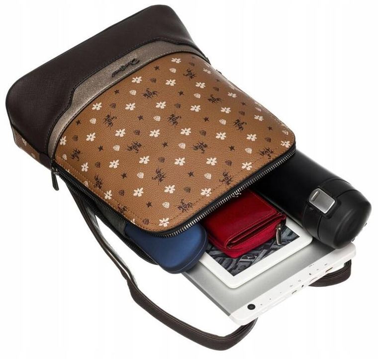 Plecak, brązowy, skóra ekologiczna, David Jones