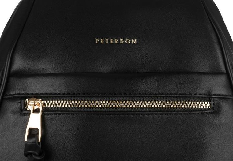 Plecak, czarny, skóra ekologiczna, Peterson