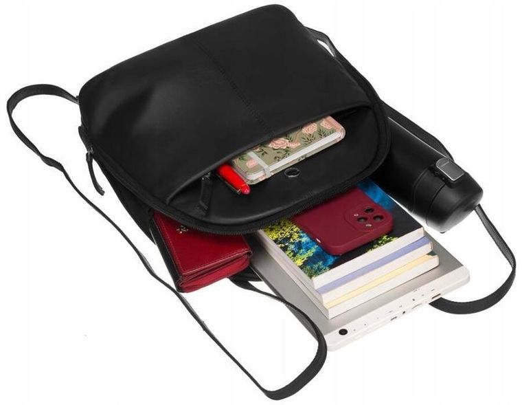 Plecak, czarny, skórzany, Peterson